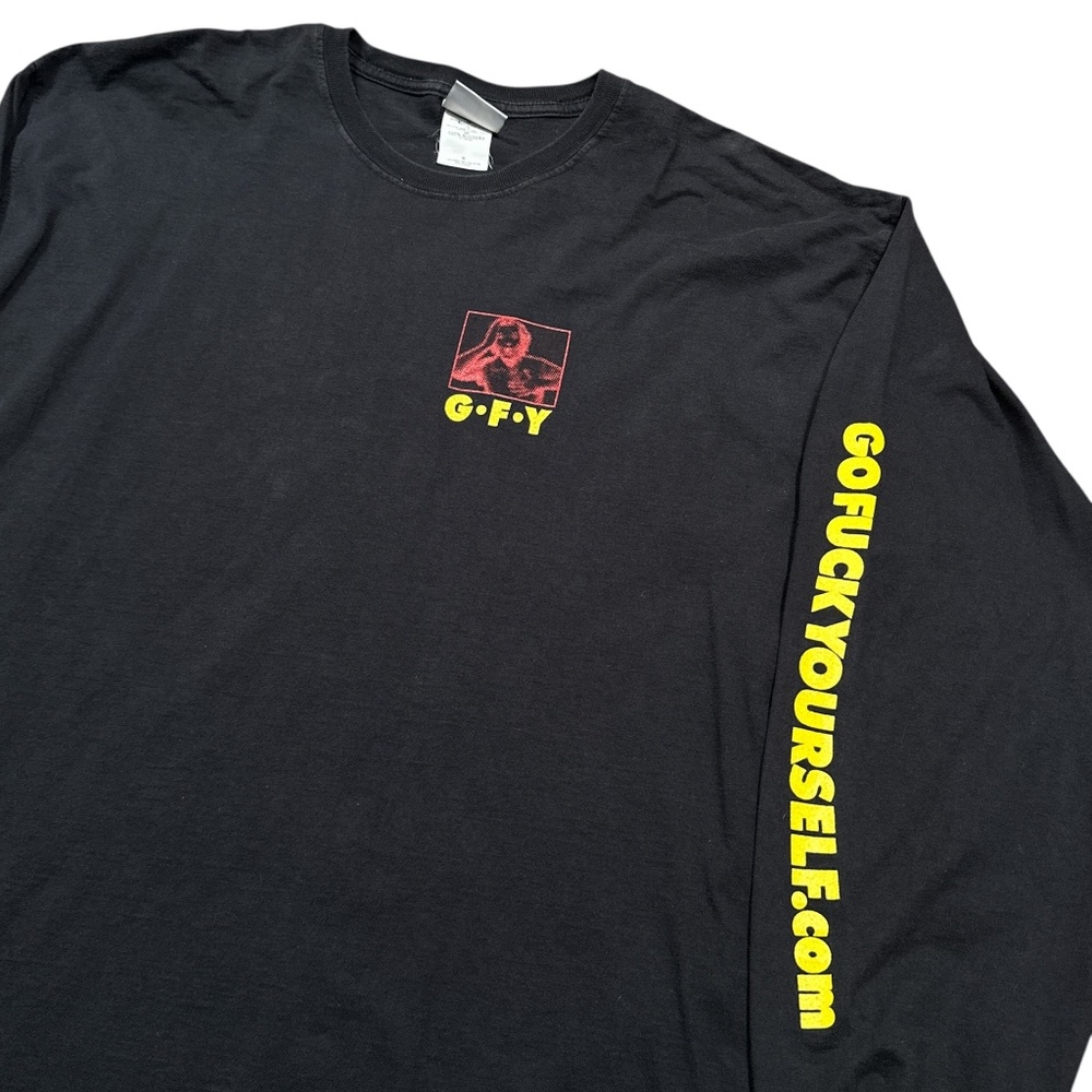 Vintage Y2K Funny Go F Yourself Profanity Adult Website L/S T Shirt Mens XL